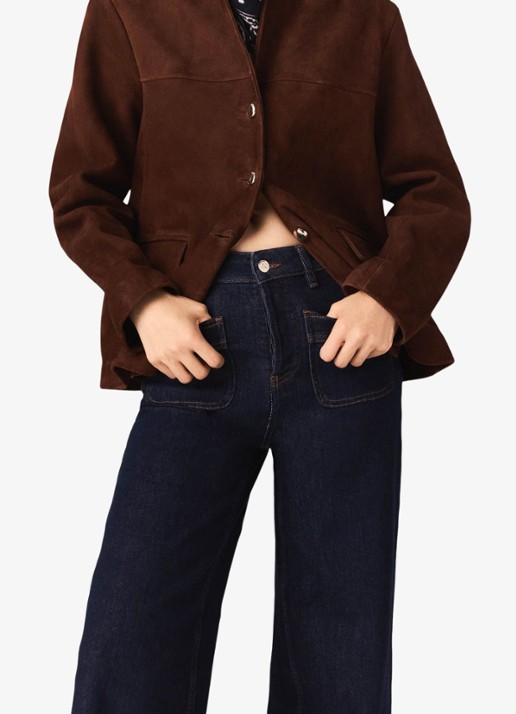 Maje High waist flared jeans met opgestikte zakken - detail 6 donkerblauw