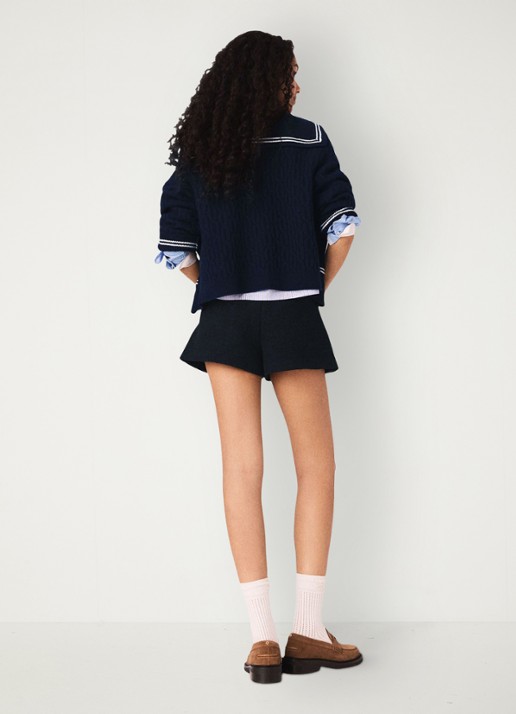 Maje High waist korte broek van denim  - achterkant donkerblauw