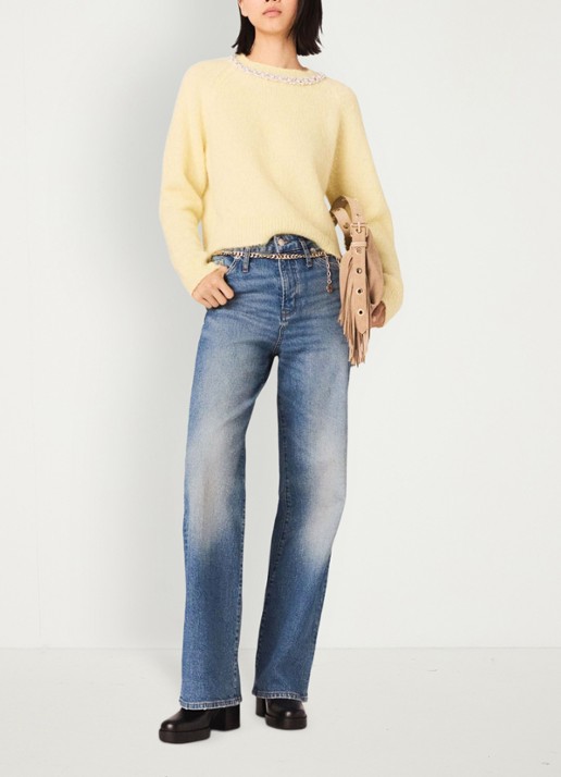 Maje High waist loose fit jeans met steekzakken - voorkant 2 indigo