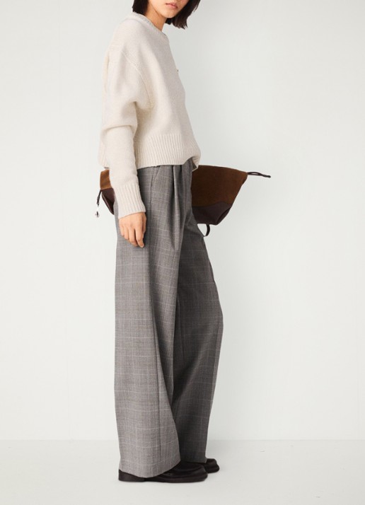 Maje High waist loose fit pantalon in wolblend - detail grijs