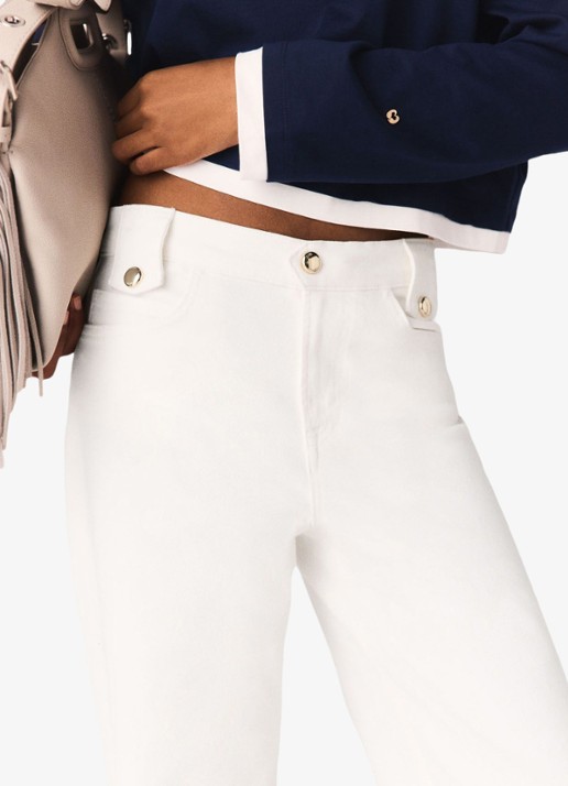 Maje High waist straight fit jeans met gekleurde wassing - detail 3 wit