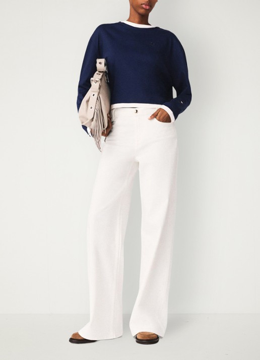 Maje High waist straight fit jeans met gekleurde wassing - voorkant 5 wit