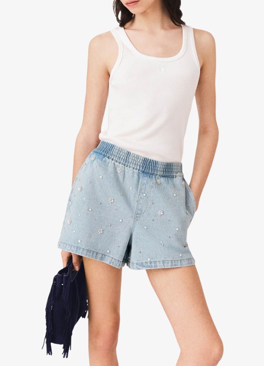 Maje High waist straight fit korte broek met strass