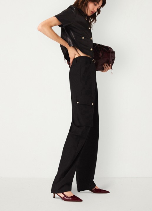 Maje High waist tapered fit cargobroek met steekzakken - detail 6 jeans