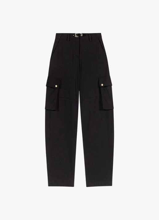 Maje High waist tapered fit cargobroek met steekzakken - voorkant jeans