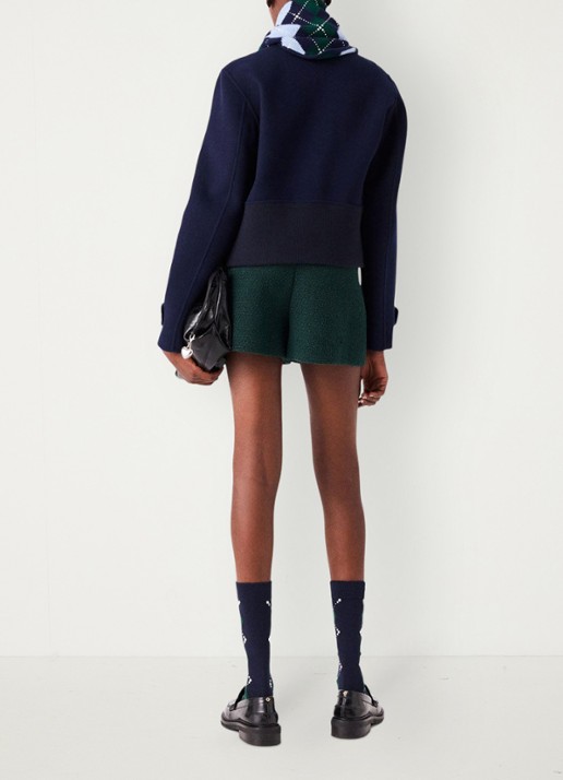 Maje High waist wide fit korte broek met tweed-look - achterkant 6 groen