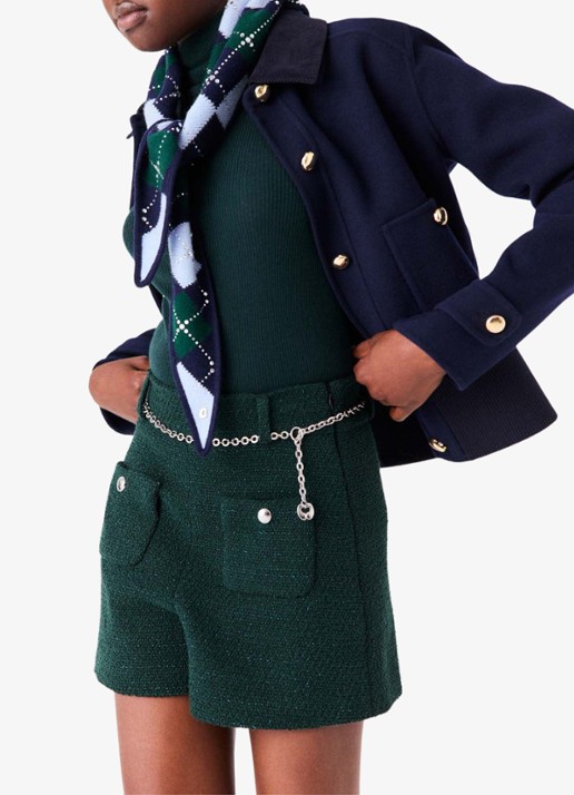 Maje High waist wide fit korte broek met tweed-look - detail 3 groen