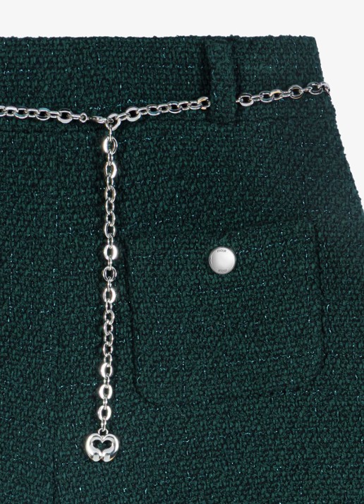 Maje High waist wide fit korte broek met tweed-look - detail 4 groen