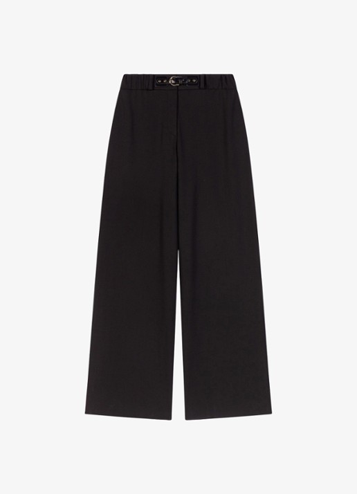 Maje High waist wide fit pantalon in wolblend met gesp
