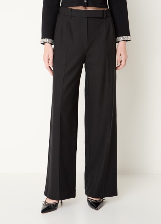Maje High waist wide fit pantalon in wolblend met steekzakken