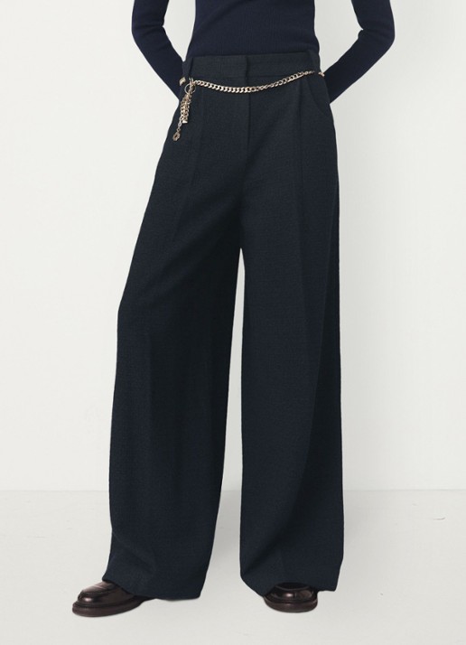 Maje High waist wide fit pantalon met steekzakken