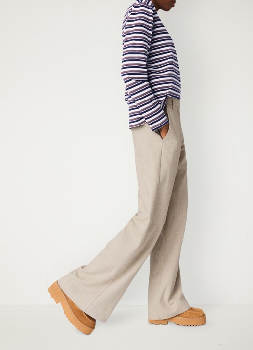 Maje High waist wide fit pantalon met steekzakken - detail 4 beige