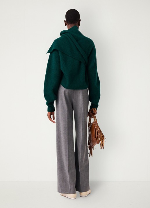 Maje High waist wide fit pantalon met steekzakken - achterkant 7 grijs
