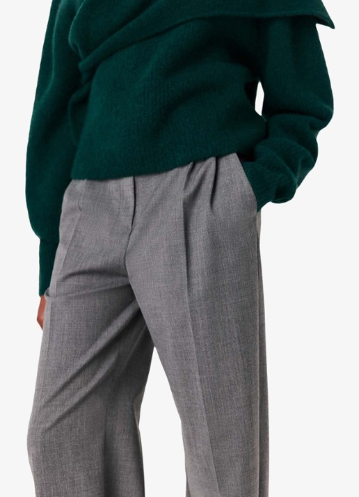 Maje High waist wide fit pantalon met steekzakken - detail 4 grijs