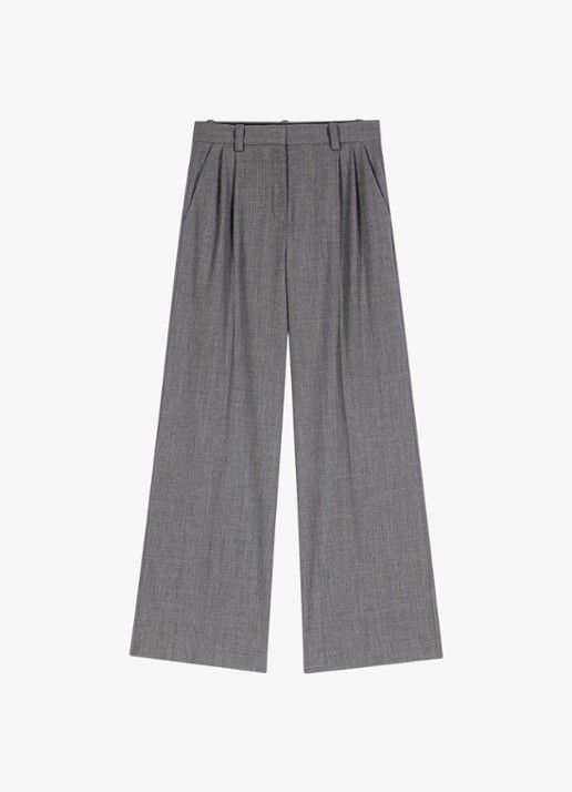 Maje High waist wide fit pantalon met steekzakken - voorkant grijs