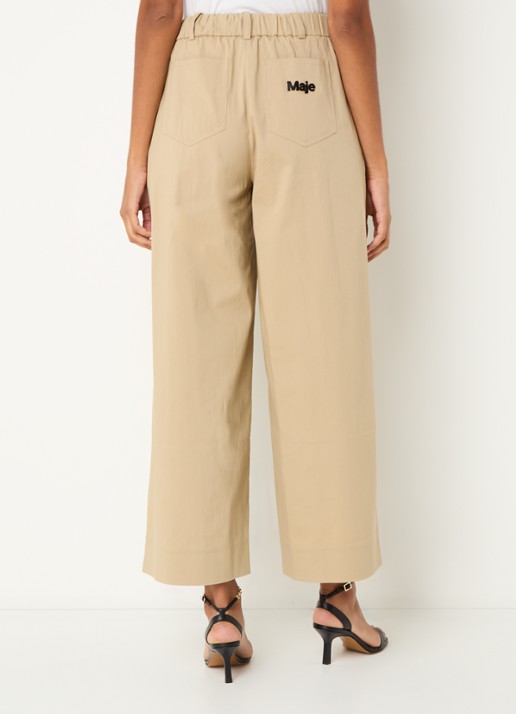 Maje High waist wide fit pantalon - achterkant beige