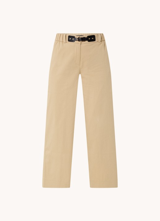 Maje High waist wide fit pantalon - voorkant 2 beige