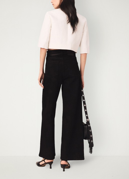 Maje High waist wide leg jeans met opgestikte zakken - achterkant 8 zwart