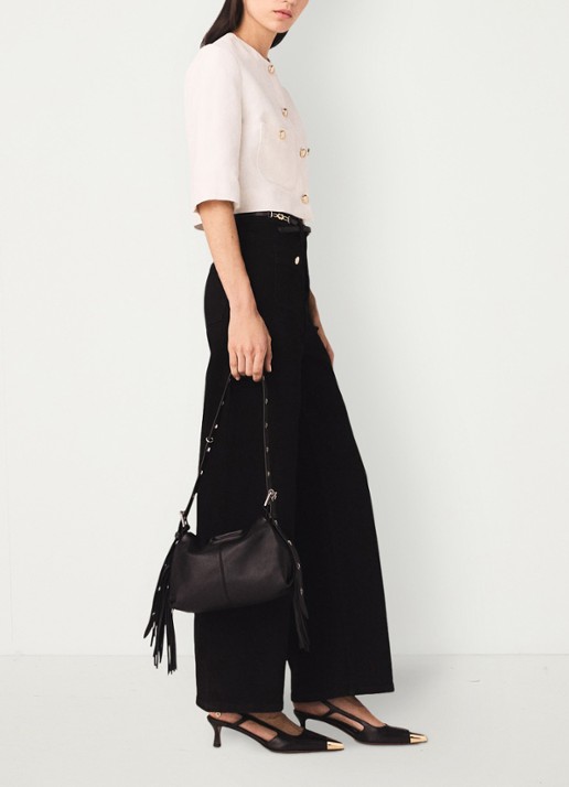 Maje High waist wide leg jeans met opgestikte zakken - detail 2 zwart