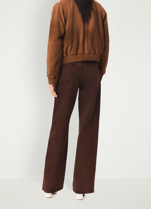 Maje High waist wide leg jeans met steekzakken - achterkant 7 bruin