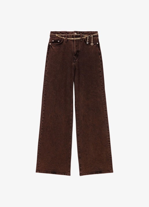 Maje High waist wide leg jeans met steekzakken