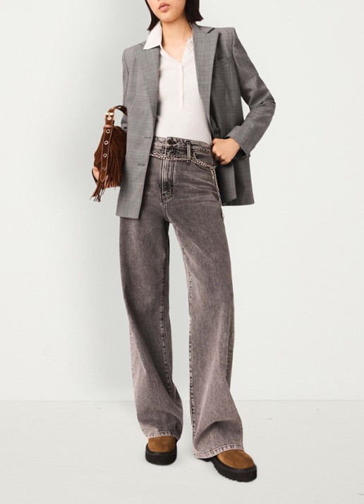 Maje High waist wide leg jeans met steekzakken - detail 3 grijs
