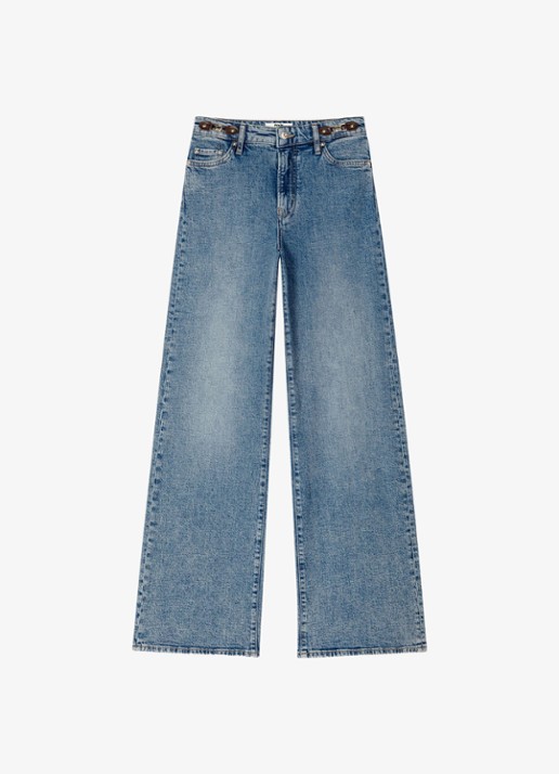 Maje High waist wide leg jeans met steekzakken