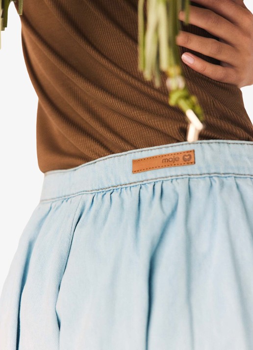 Maje IOU high waist straight fit korte broek met steekzakken - detail 3 lichtblauw