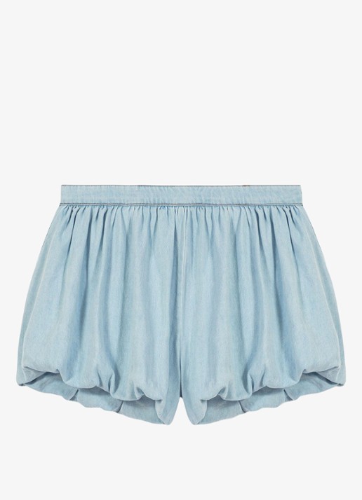 Maje IOU high waist straight fit korte broek met steekzakken - voorkant 5 lichtblauw
