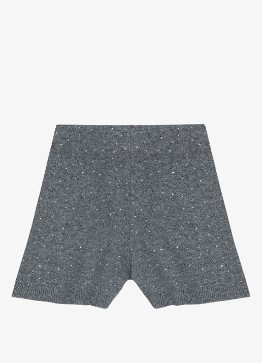 Maje Istra high waist straight fit korte broek in wolblend - voorkant 7 grijs
