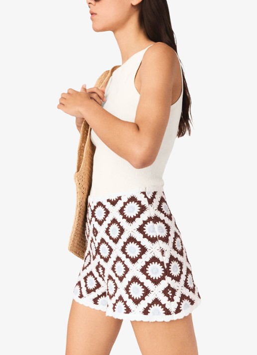 Maje Itunia high waist straight fit korte broek met ingebreid patroon - detail 5 bruin