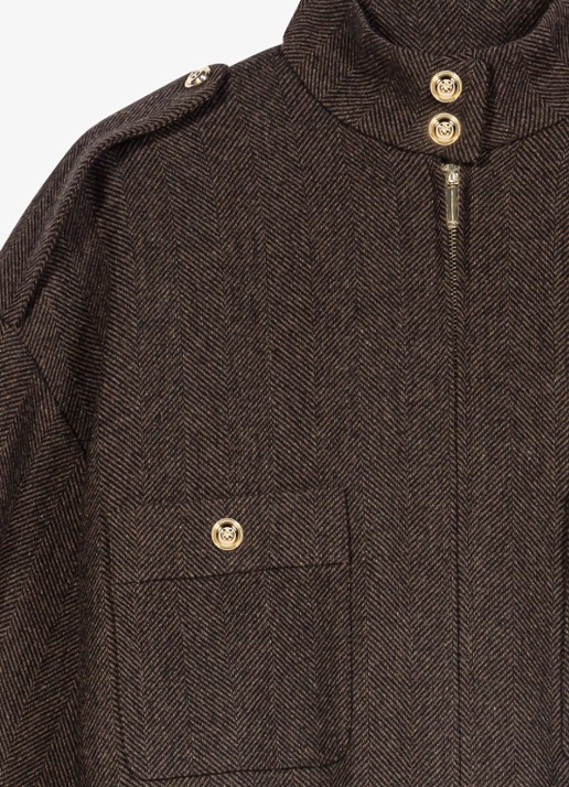 Maje Jack in wolblend - detail donkerbruin