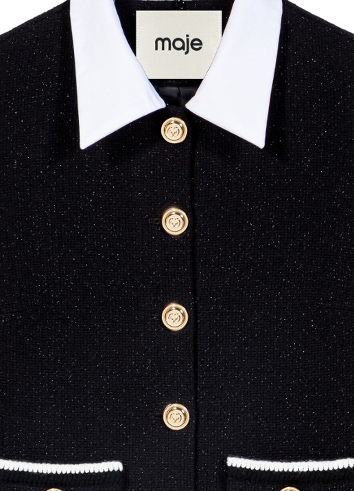 Maje Jack met afneembare kraag - detail 8 zwart