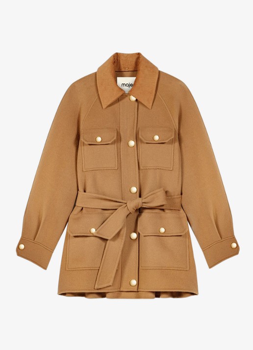 Maje Jack met strikceintuur - voorkant camel