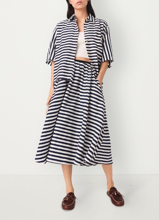 Maje Jalais midi rok met streepprint