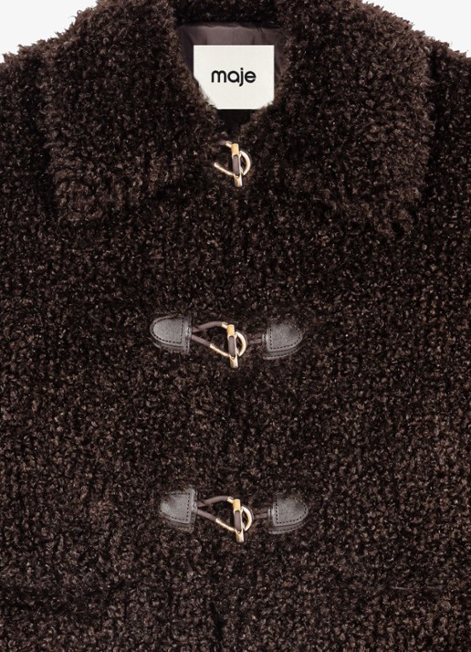 Maje Jas van teddy - detail 2 donkerbruin