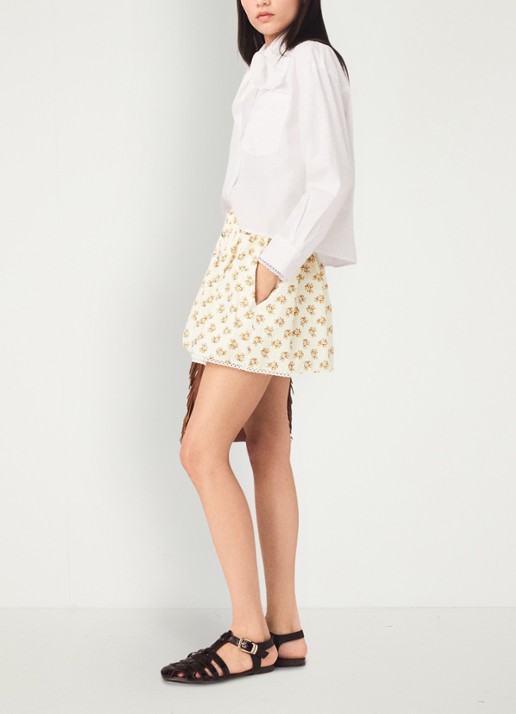 Maje Jazalera mini rok met print - detail 4 geel