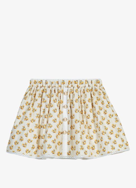 Maje Jazalera mini rok met print - voorkant geel