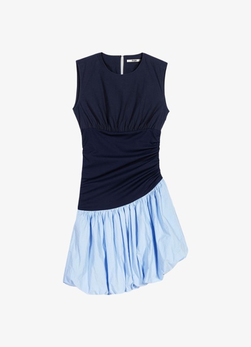 Maje Jersey en katoen mix jurk - voorkant 7 donkerblauw