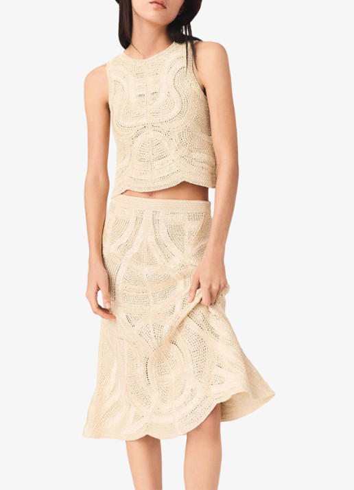 Maje Jight midi rok met borduring