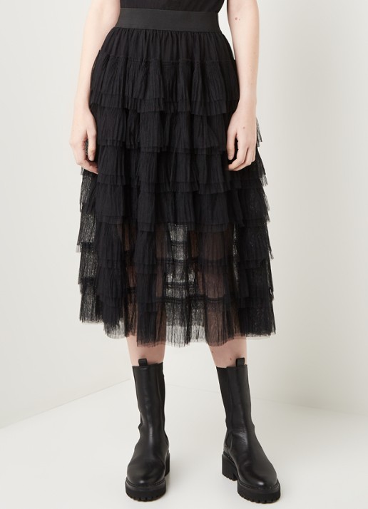 Maje Josepha gelaagde midirok van mesh