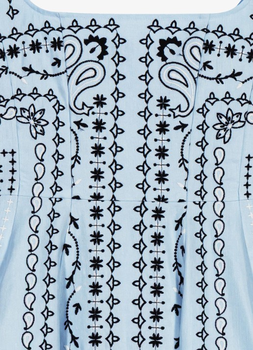 Maje Korte geborduurd linnen blend jurk - detail 8 donkerblauw