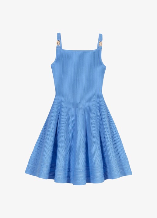 Maje Korte gebreide jurk - voorkant 7 blauw