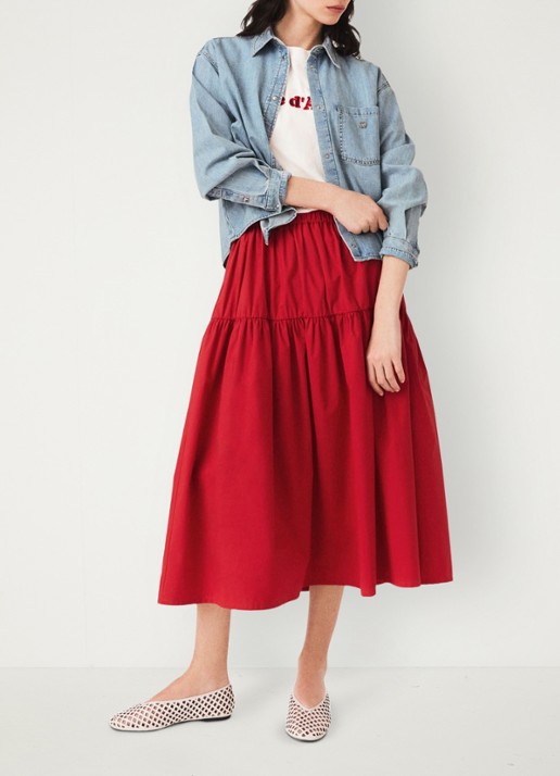 Maje Lange geplooide rok - detail 3 rood