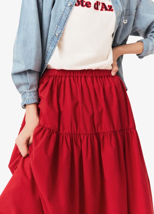 Maje Lange geplooide rok - detail 4 rood