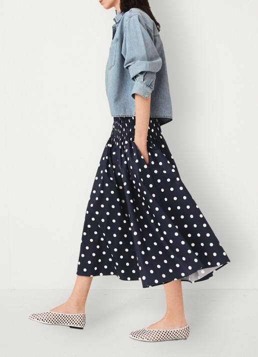 Maje Lange katoenen rok - detail 2 donkerblauw