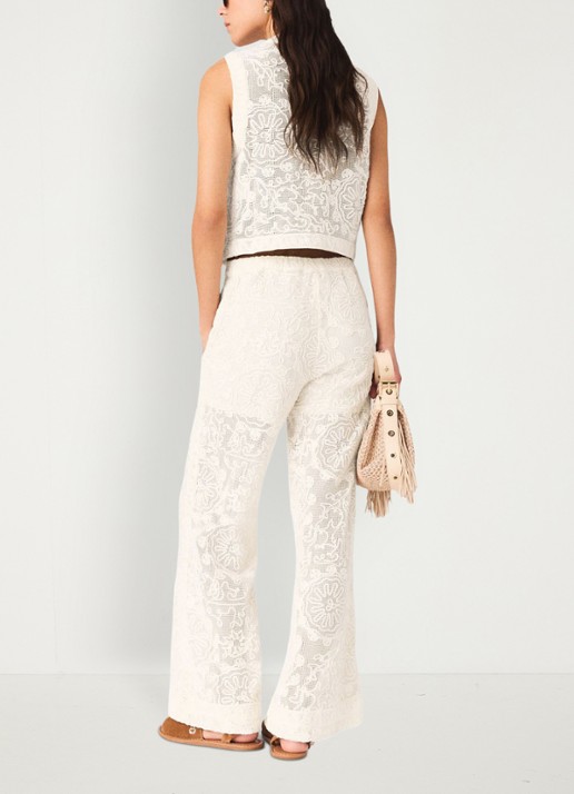 Maje Laros top met borduring - achterkant 3 beige