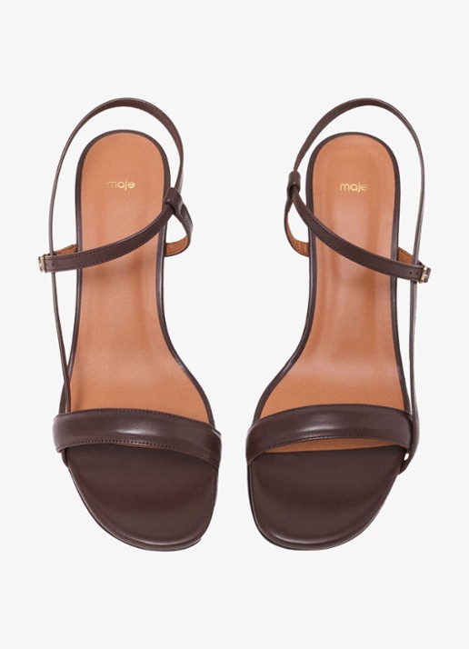Maje Leren sandalen met bandjes - detail 4 bruin