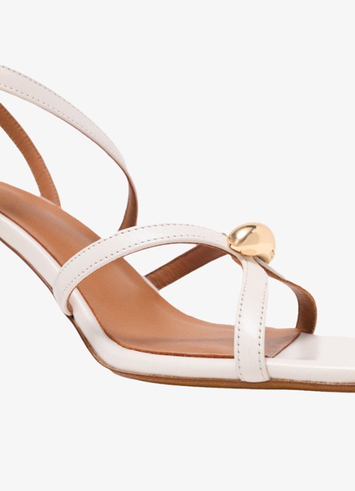 Maje Leren sandalen met meerdere bandjes - detail 7 beige