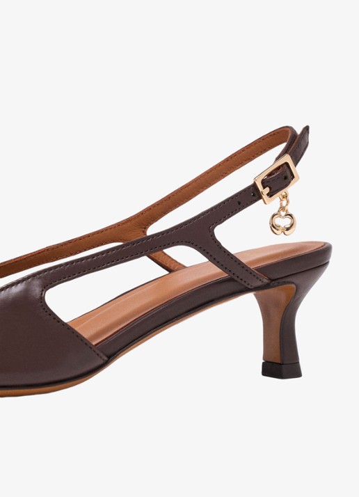 Maje Leren slingbacks - detail 6 bruin